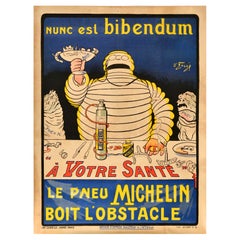 Poster pubblicitario originale antico Michelin Man Nunc Est Bibendum La tua salute