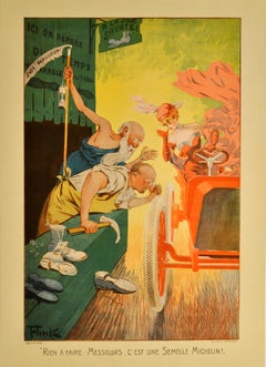 Original Antique Advertising Poster Michelin Tyres Flink Belle Epoque Automobile