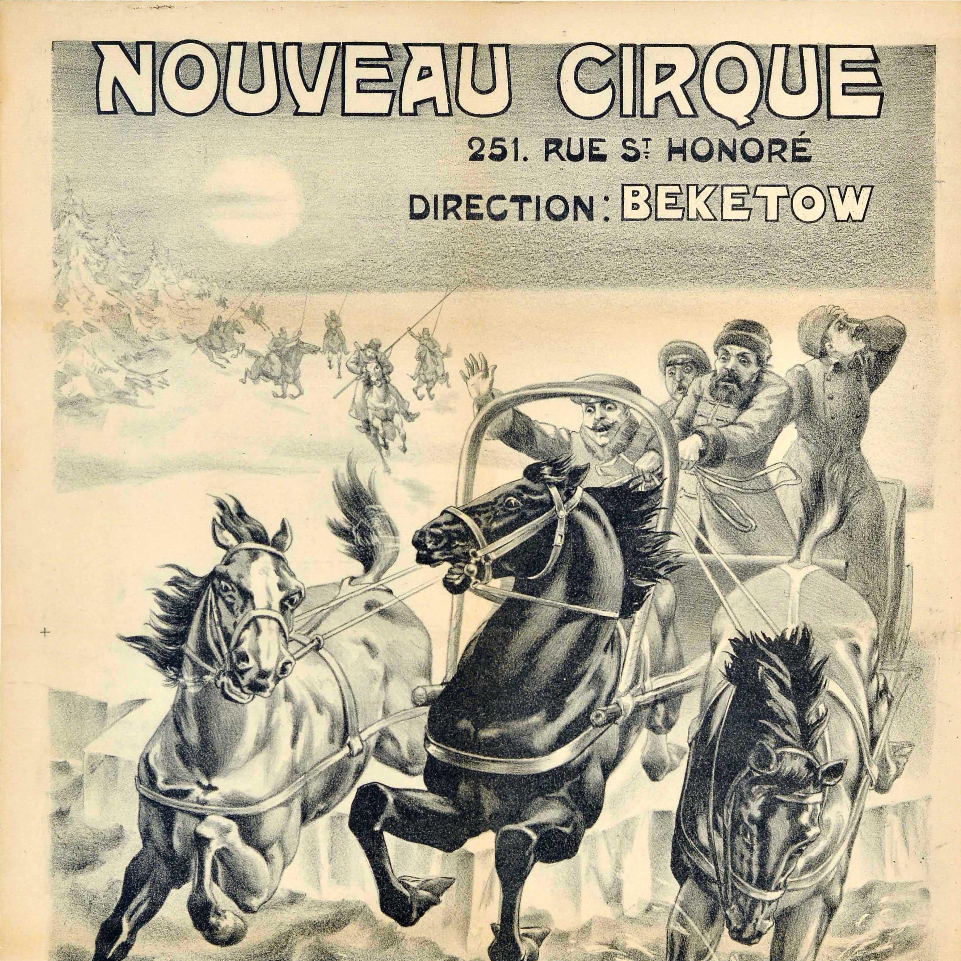 French Original Antique Advertising Poster Nouveau Cirque Siberie Beketow Circus Show