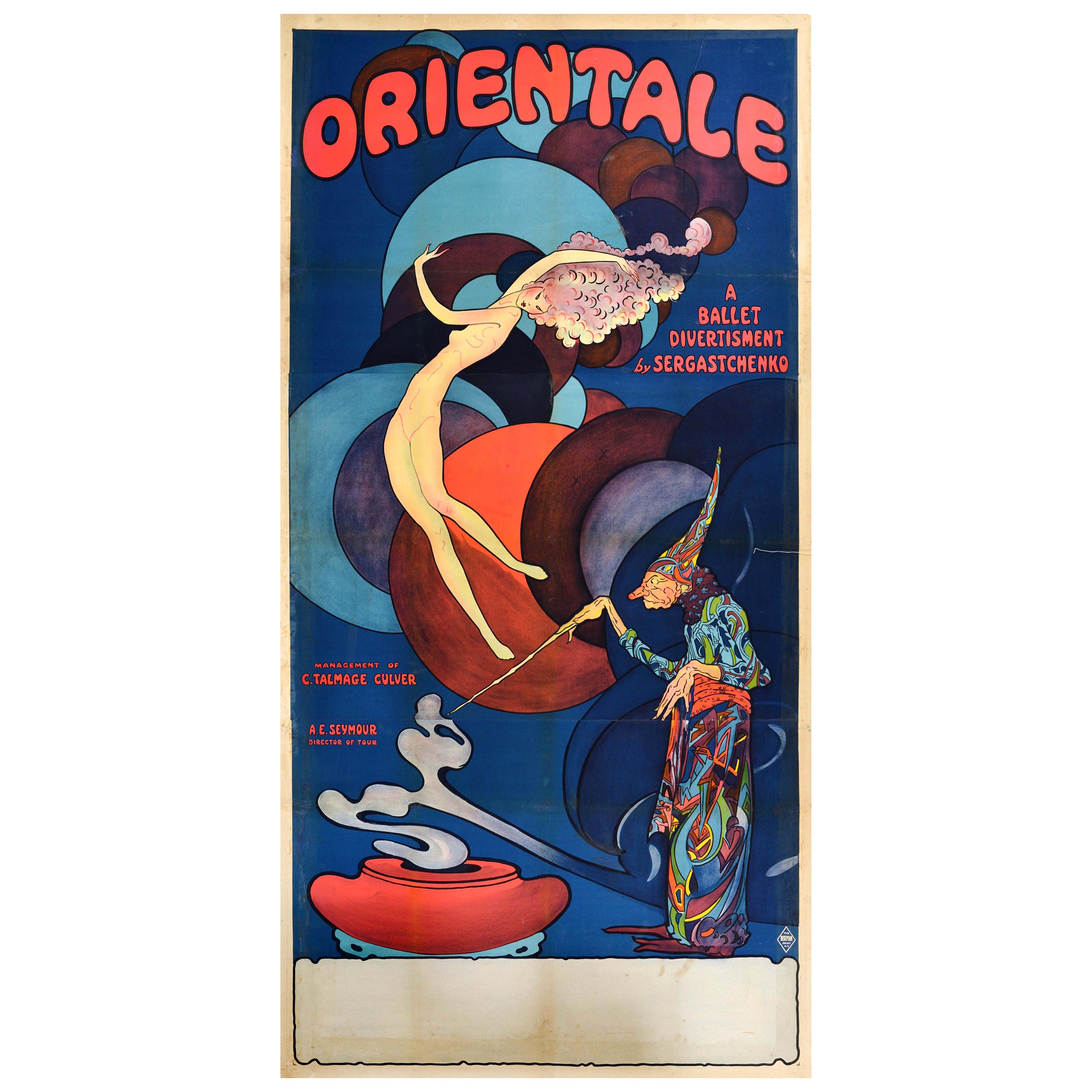 Original Antikes Werbeplakat Orientalisches Ballett Sergastchenko, Tanzkunst