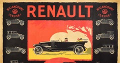 Original Antique Advertising Poster Renault Billancourt Seine Classic Car Models