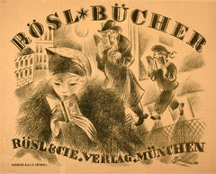 Original Antikes Werbeplakat Rosl Bucher Rosl & Co München Max Schwarzer