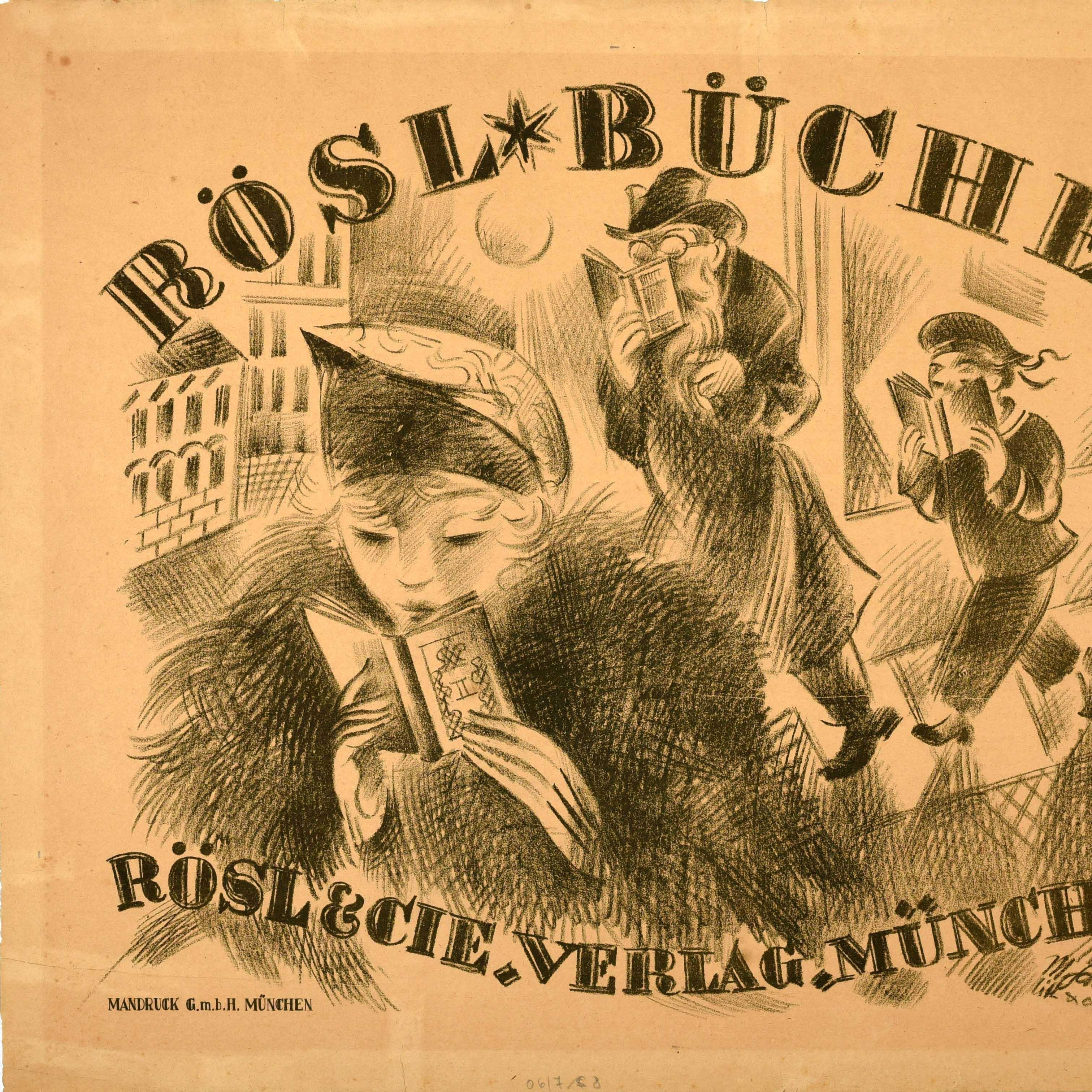 Original Antikes Werbeplakat Rosl Bucher Rosl & Co München Max Schwarzer (Deutsch) im Angebot