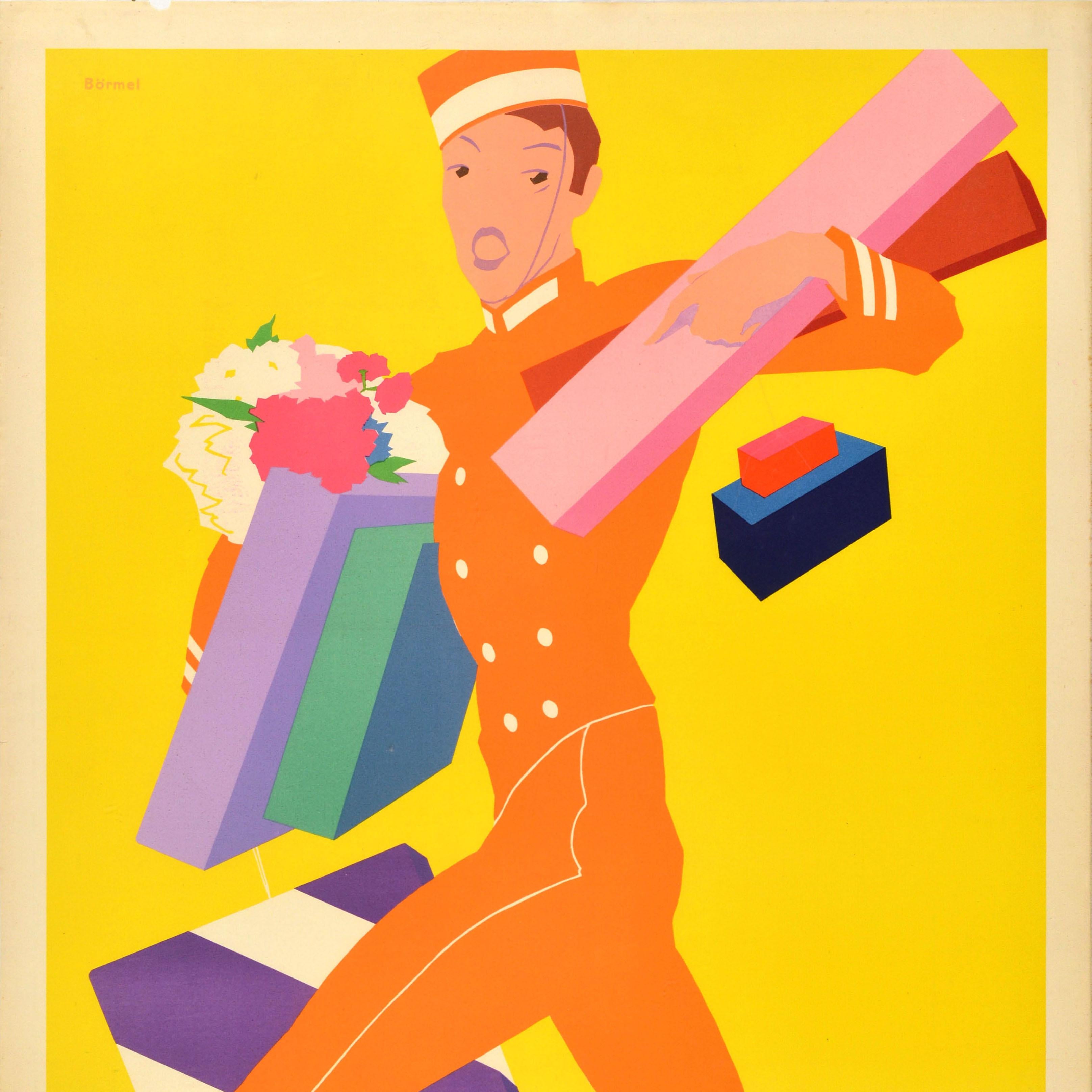 Cartel Publicitario Original Antiguo Saison Ausverkauf Kurt Bormel Shopping Art Decó en venta