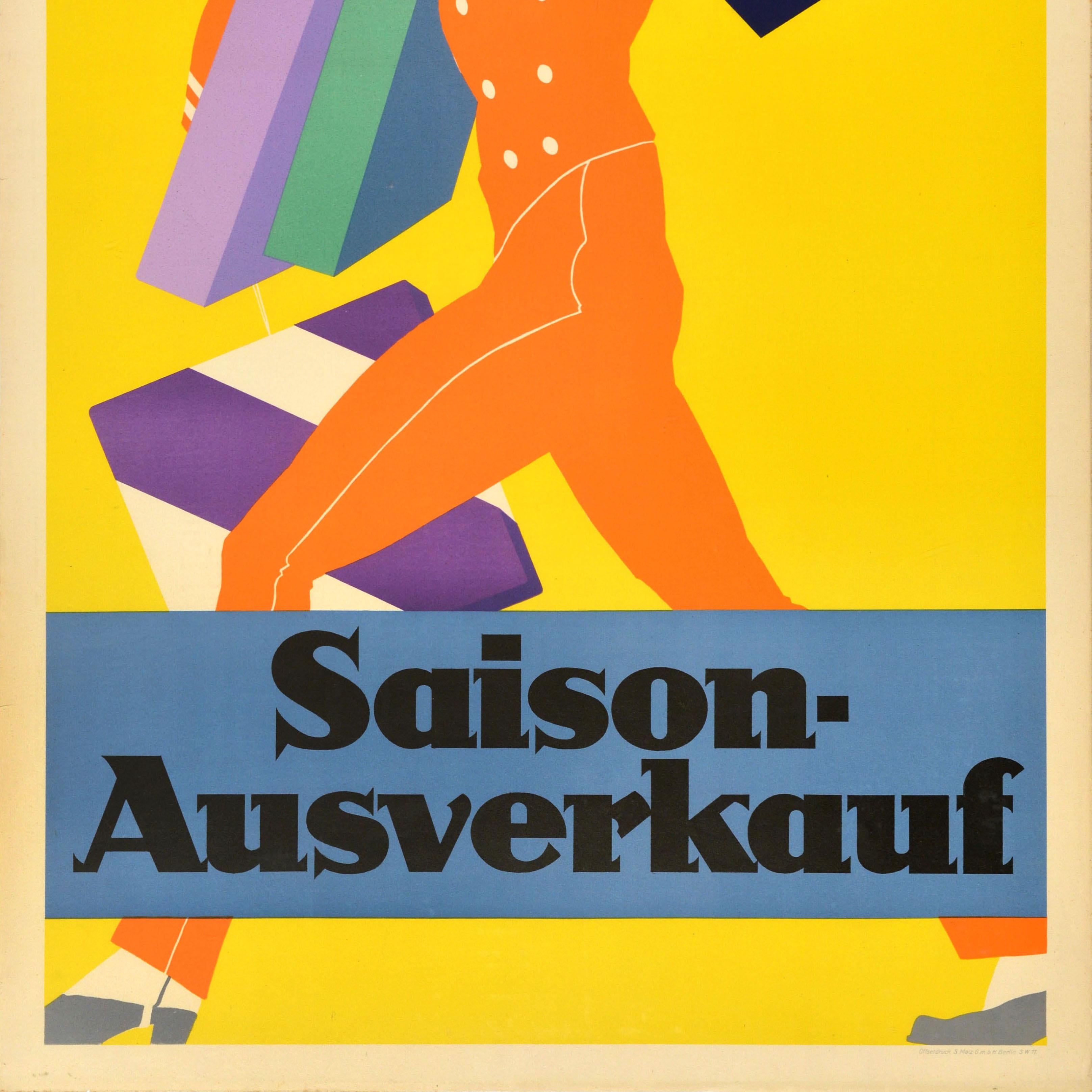 Cartel Publicitario Original Antiguo Saison Ausverkauf Kurt Bormel Shopping Alemán en venta