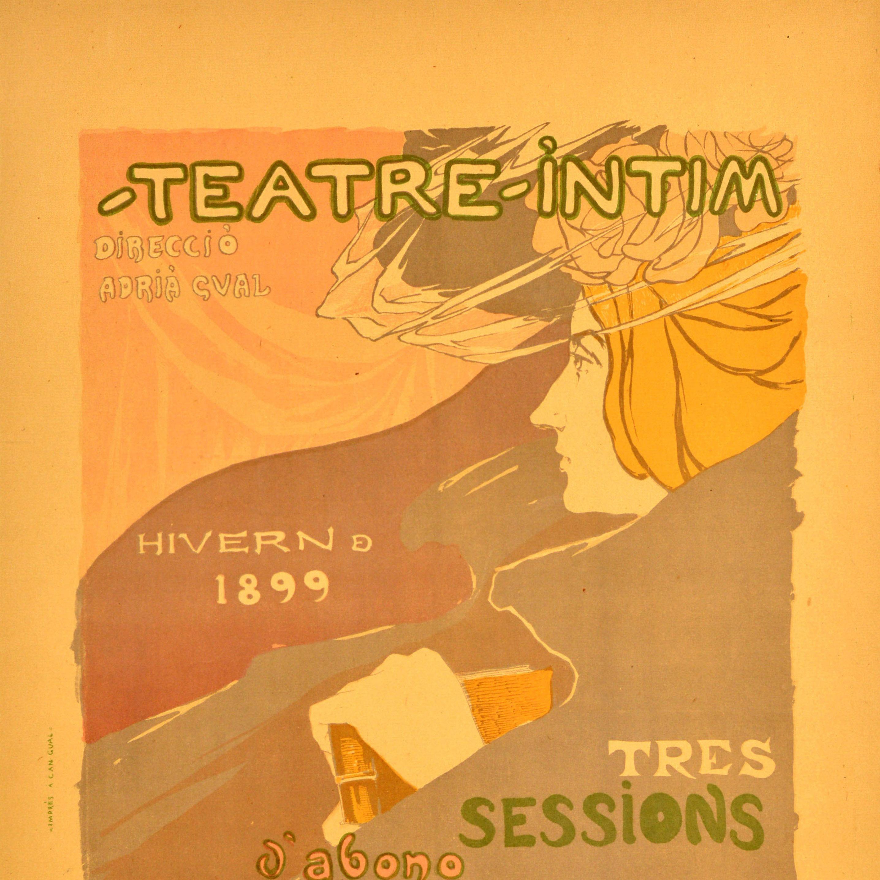 Spanish Original Antique Advertising Poster Teatre Intim Adria Gual Catalan Theatre For Sale