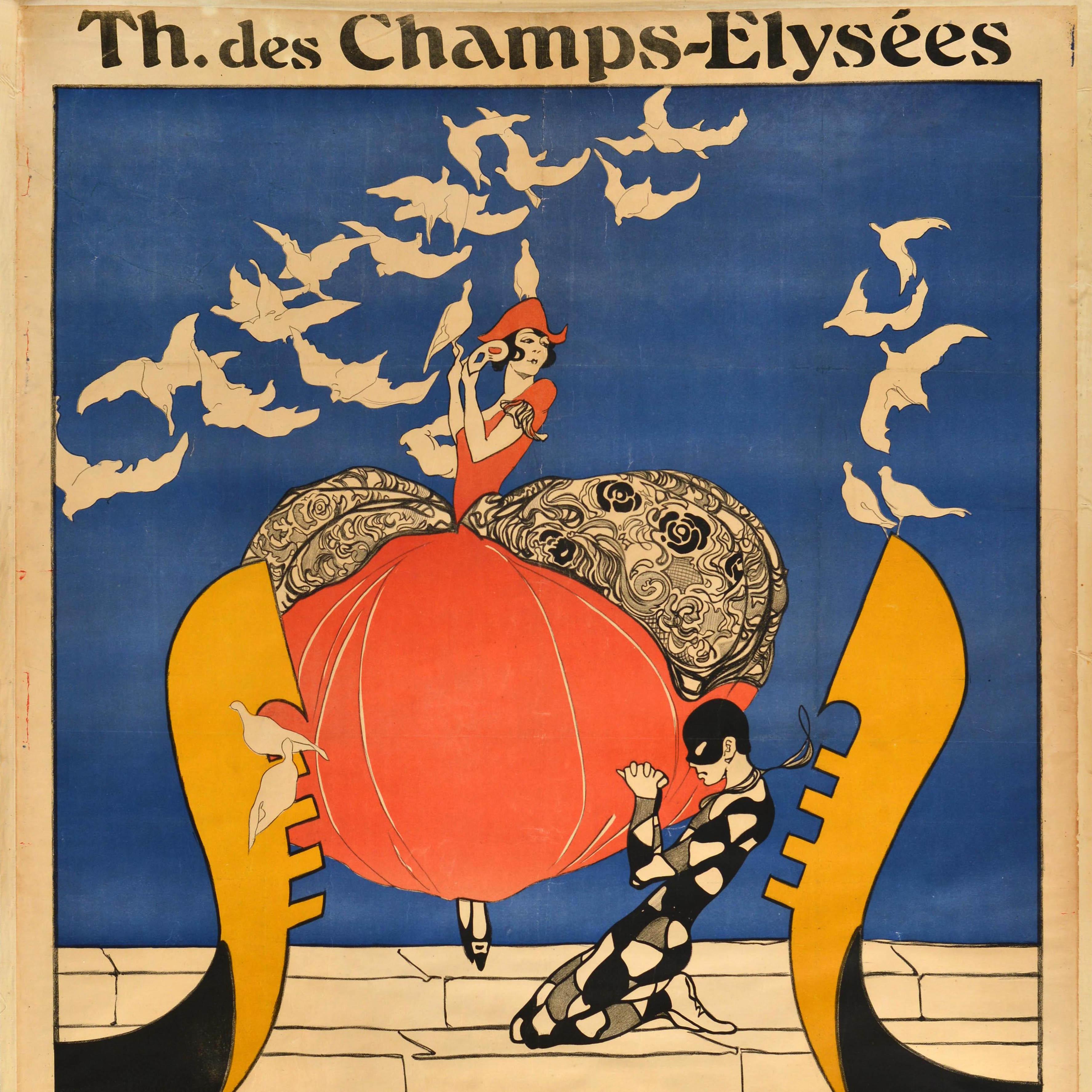 French Original Antique Advertising Poster Theatre Champs Elysees Ballets Leonidoff For Sale