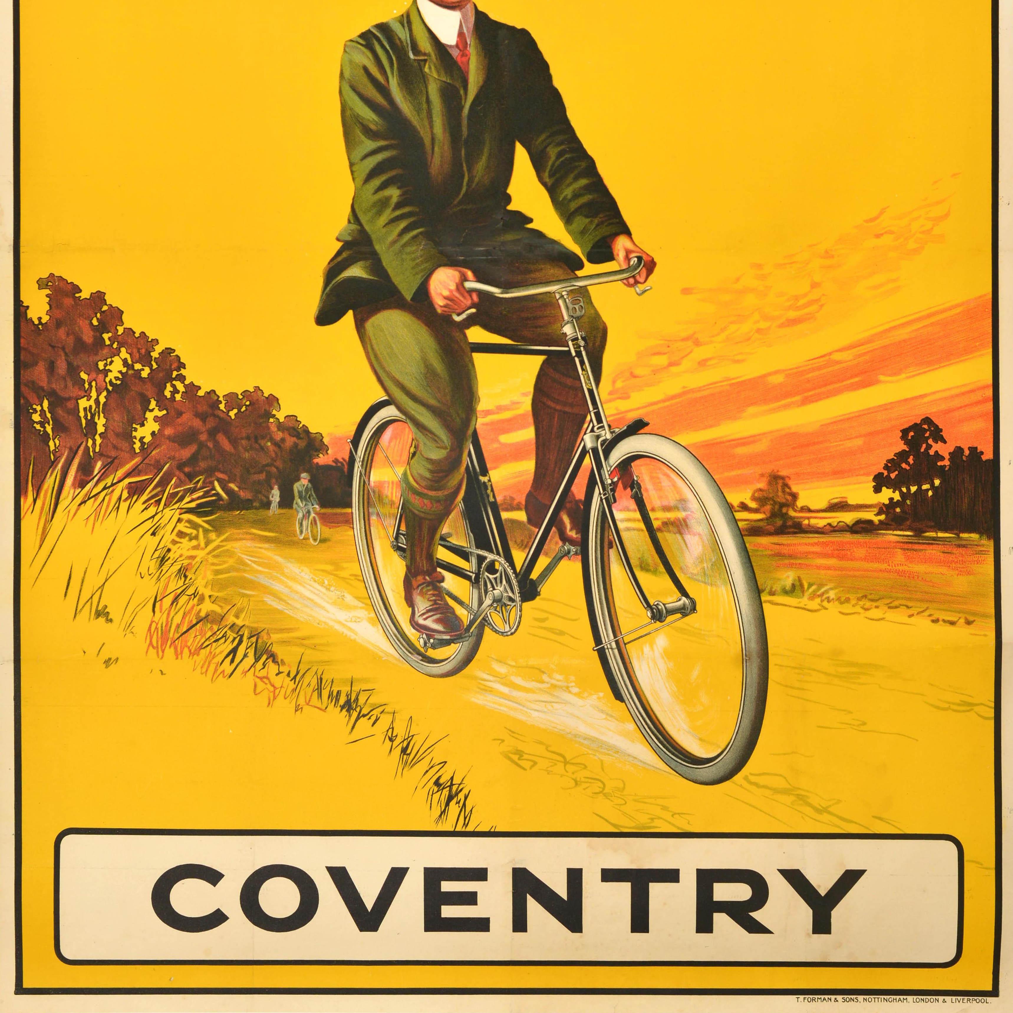 Original Antique Advertising Poster Triumph Cycles Coventry Bicycle Art Design In Good Condition For Sale In London, GB