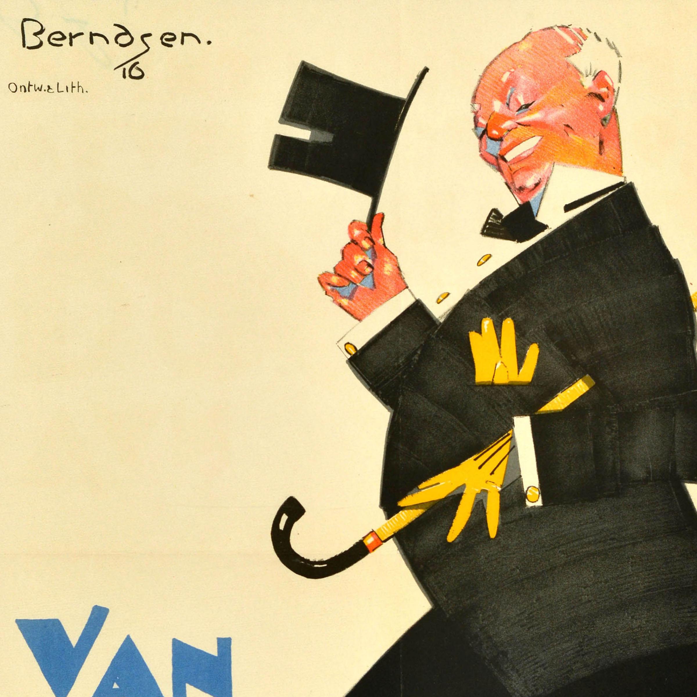 Original Antikes Werbeplakat Van Bommel, Modeobjekte Johan Berndsen, Johan Berndsen (Frühes 20. Jahrhundert) im Angebot