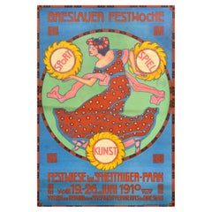 Original Antique Advertising Poster Wroclaw Festival Week Breslauer Festwoche
