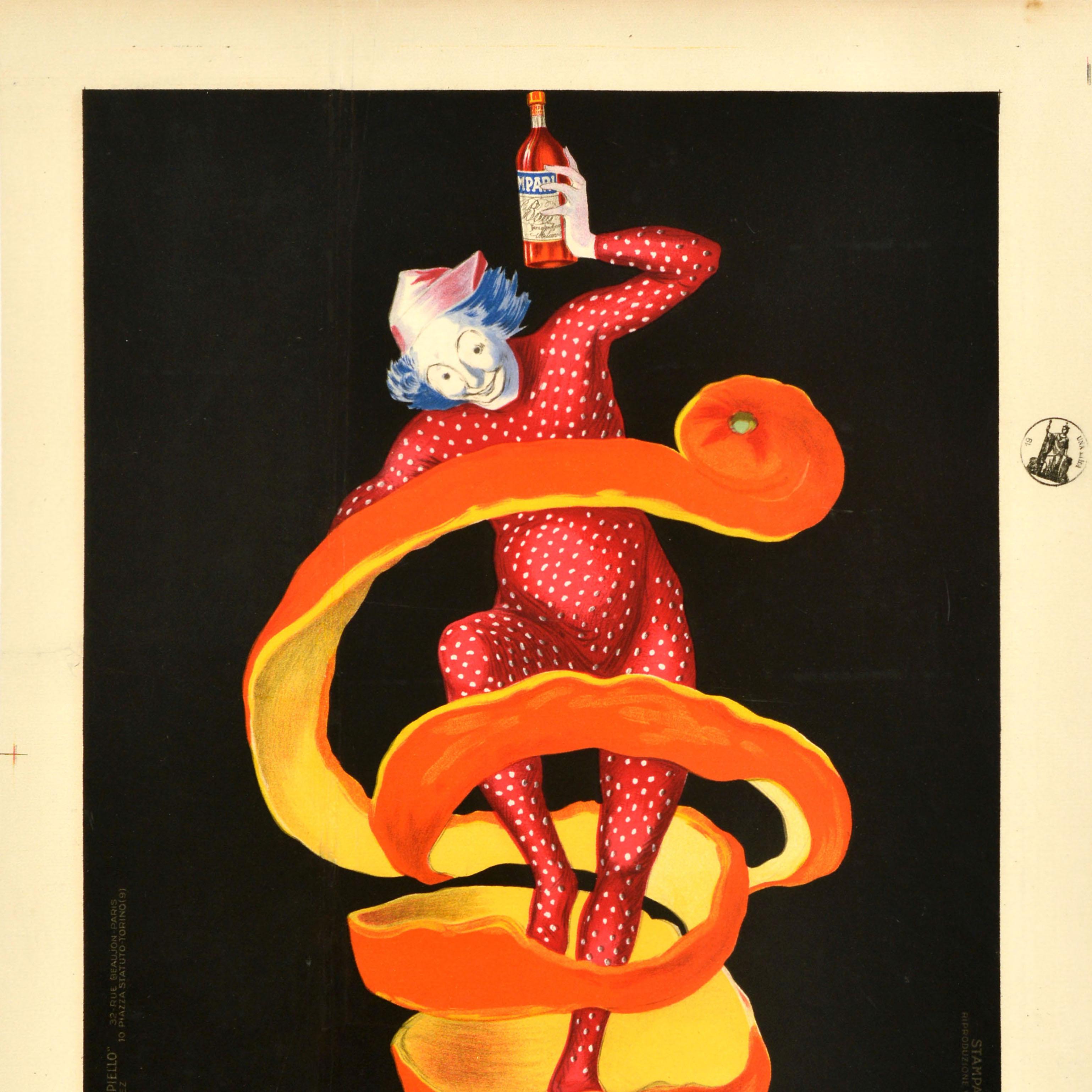 italien Affiche publicitaire originale ancienne en alcohol Bitter Campari Orange Peel Cappiello en vente