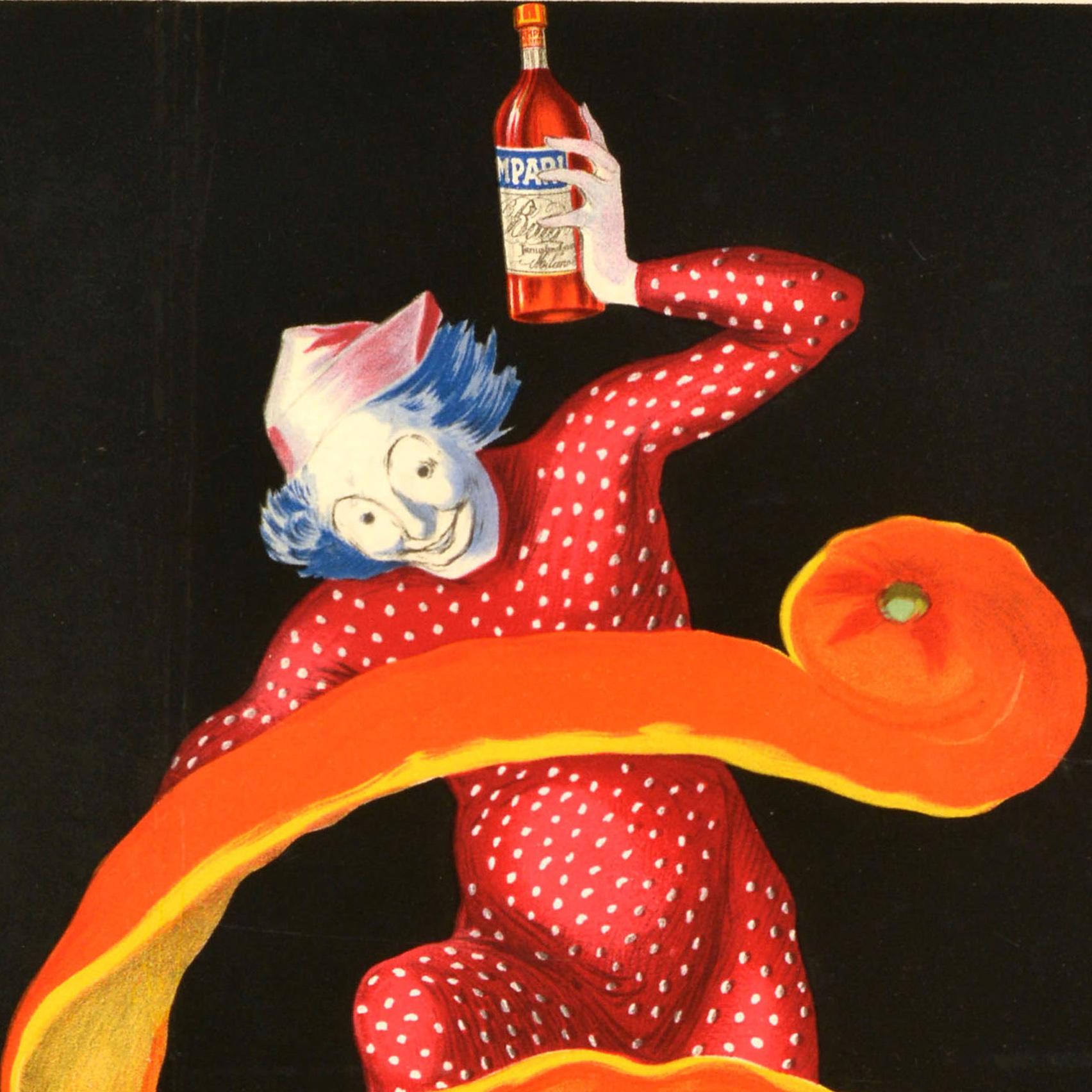 Début du 20ème siècle Affiche publicitaire originale ancienne en alcohol Bitter Campari Orange Peel Cappiello en vente