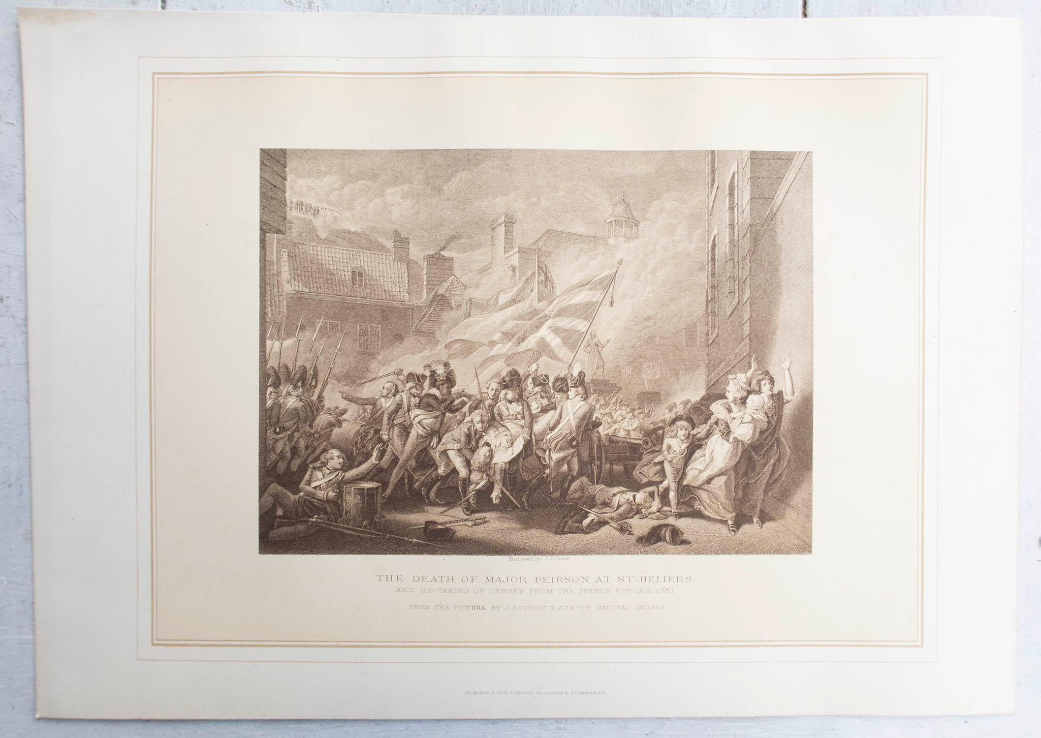 Originaler antiker amerikanischer historischer Druck. „Schlacht von Jersey“ C.1870 (Englisch) im Angebot