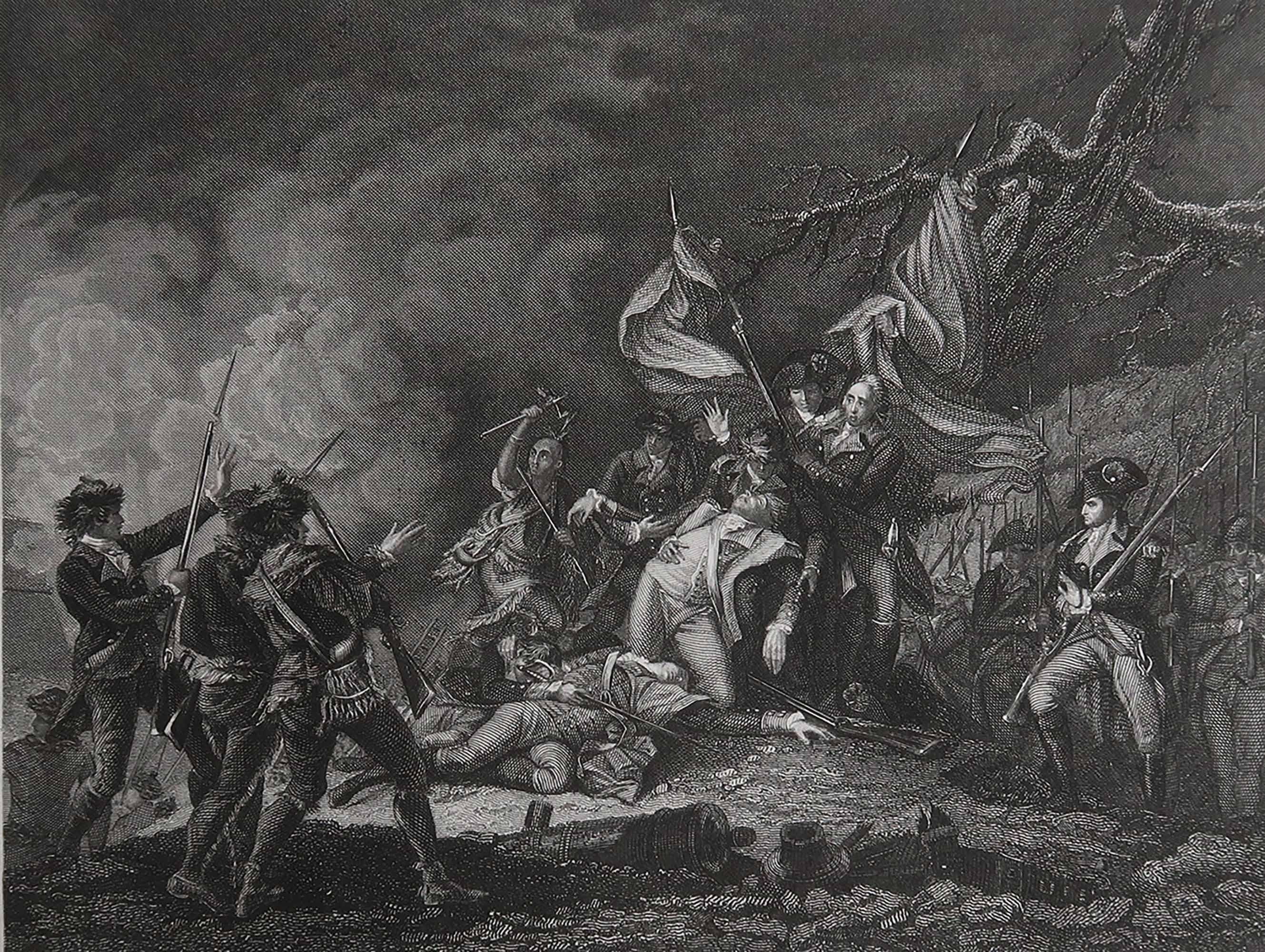 Magnifique image de La mort du général Montgomery lors de l'attaque de Québec

Gravure sur acier d'après Steele

Publié vers 1850

Sans cadre.

Expédition gratuite

