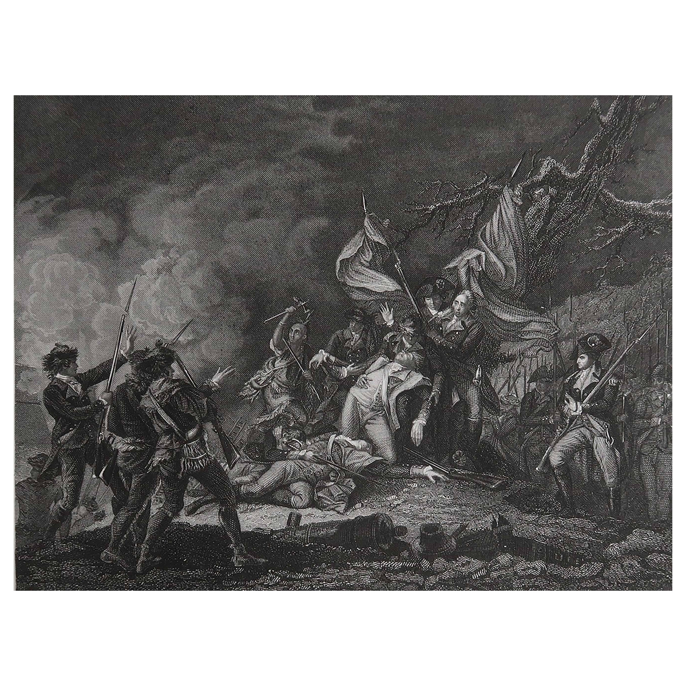 Original Antique American Historical Print. " Death of General Montgomery " 1850