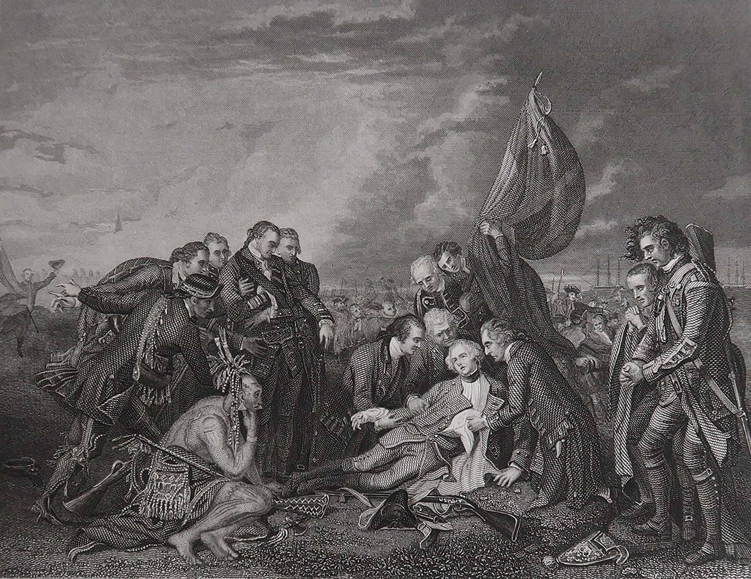 Merveilleuse image de La mort du général WOLFS lors de la bataille de Québec

Gravure sur acier d'après West

Publié vers 1850

Sans cadre.

Expédition gratuite

