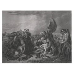 Original Antique American Historical Print. " Death of General Wolfe " C.1850