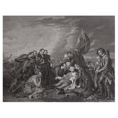 Original Antique American Historical Print. " Death of General Wolfe " C.1850