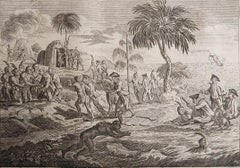 Original Antique American History Print. Cpt.Rogers Landing At California. 1780