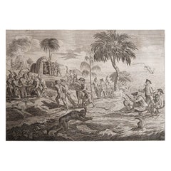 Original Antique American History Print. Cpt.Rogers Landing At California. 1780