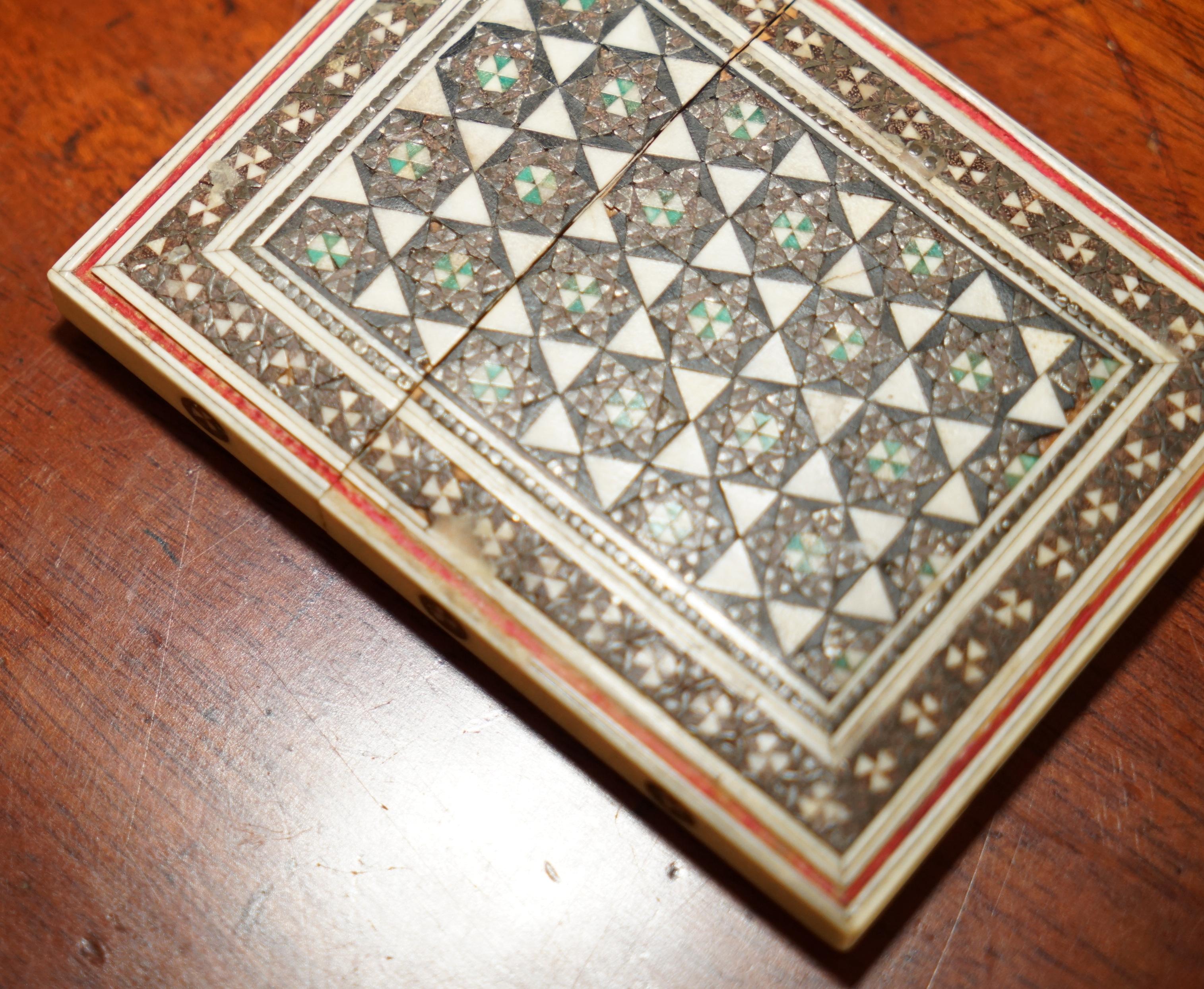 ORIGINAL ANTiQUE ANGLO INDIAN EXPORT SADELI MICRO MOSAIC BUSINESS CARD CASE For Sale 4