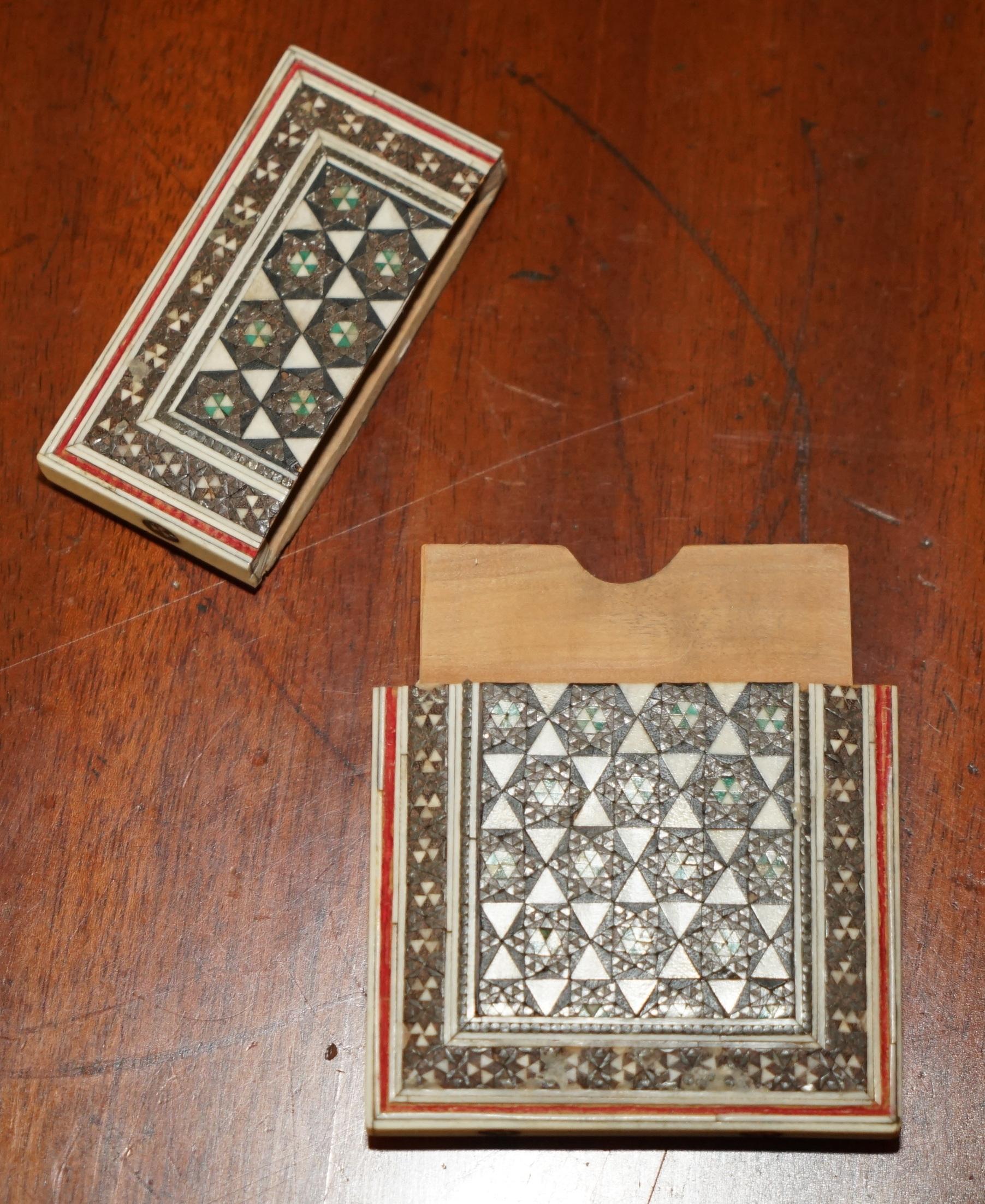 ORIGINAL ANTiQUE ANGLO INDIAN EXPORT SADELI MICRO MOSAIC BUSINESS CARD CASE For Sale 5
