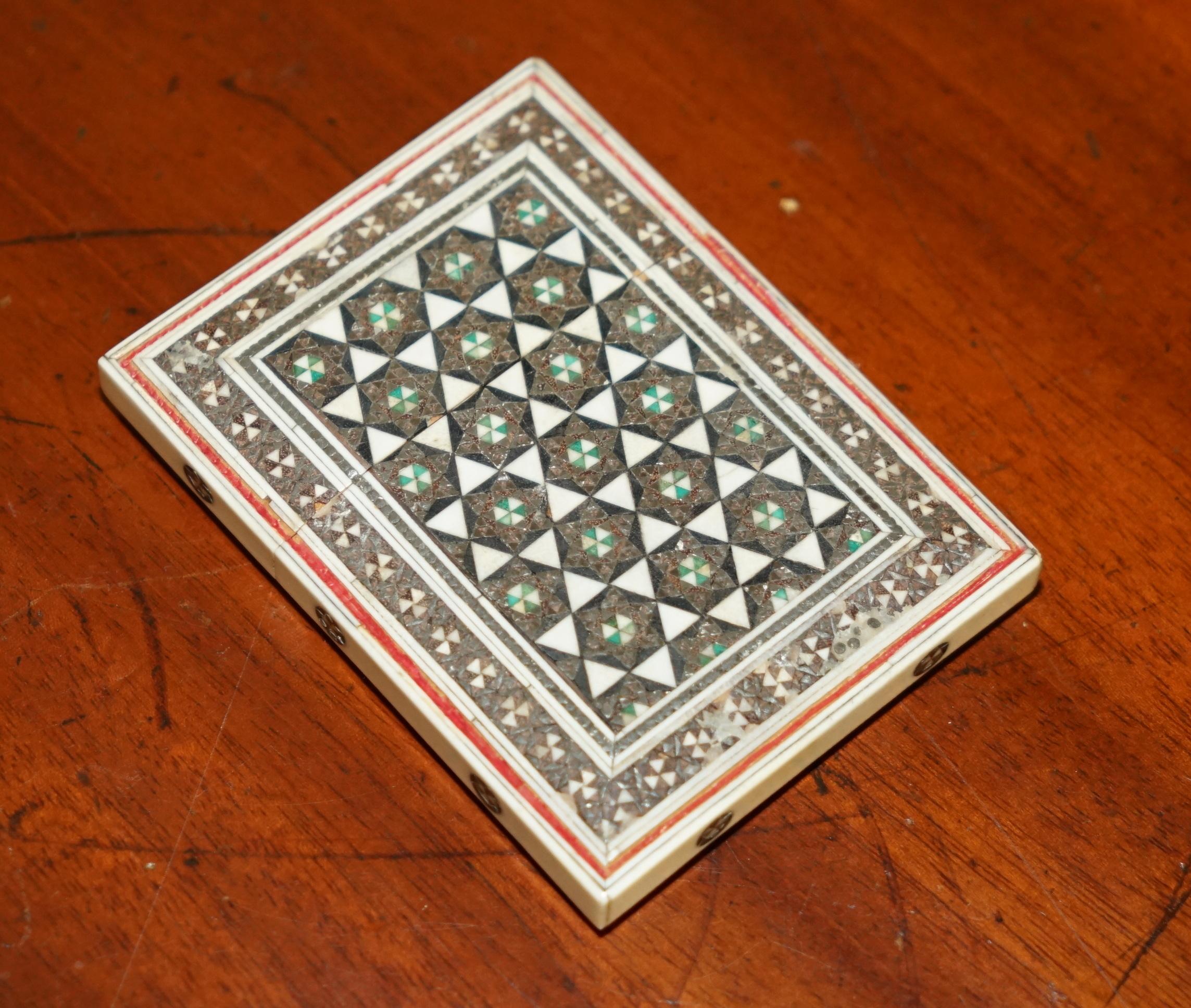 Anglo-Indian ORIGINAL ANTiQUE ANGLO INDIAN EXPORT SADELI MICRO MOSAIC BUSINESS CARD CASE For Sale
