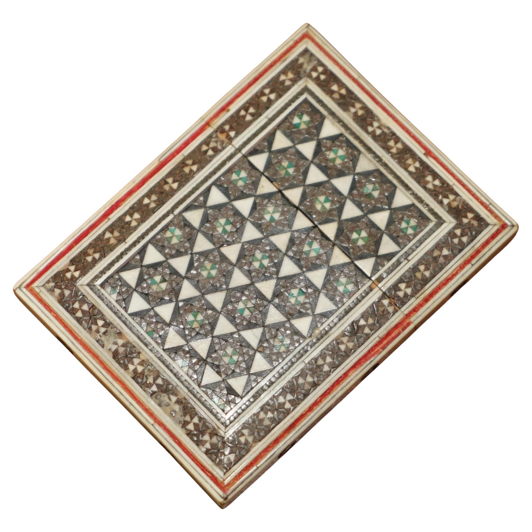ORIGINAL ANTiQUE ANGLO INDIAN EXPORT SADELI MICRO MOSAIC BUSINESS CARD CASE For Sale