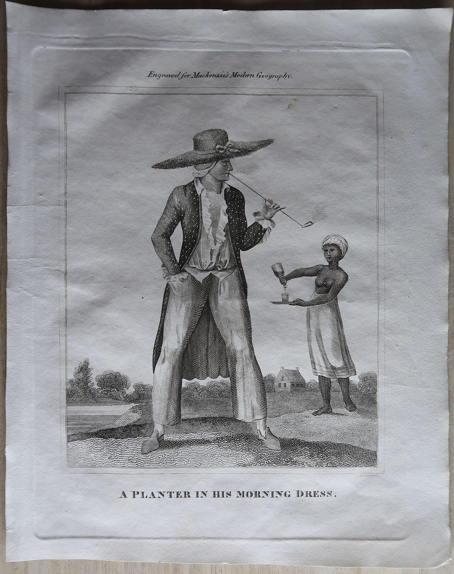 Folk Art Original Antique Anti-Slavery Print by William Blake, 1817