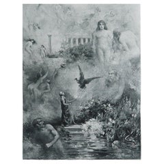 Grabado original antiguo " Las mil y una noches " según Albert Letchford. 1897