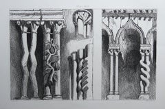 Stampa architettonica originale di John Ruskin, 1880 circa, "Ferrara".