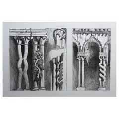 Original Antique Architectural Print by John Ruskin, circa 1880, 'Ferrara'