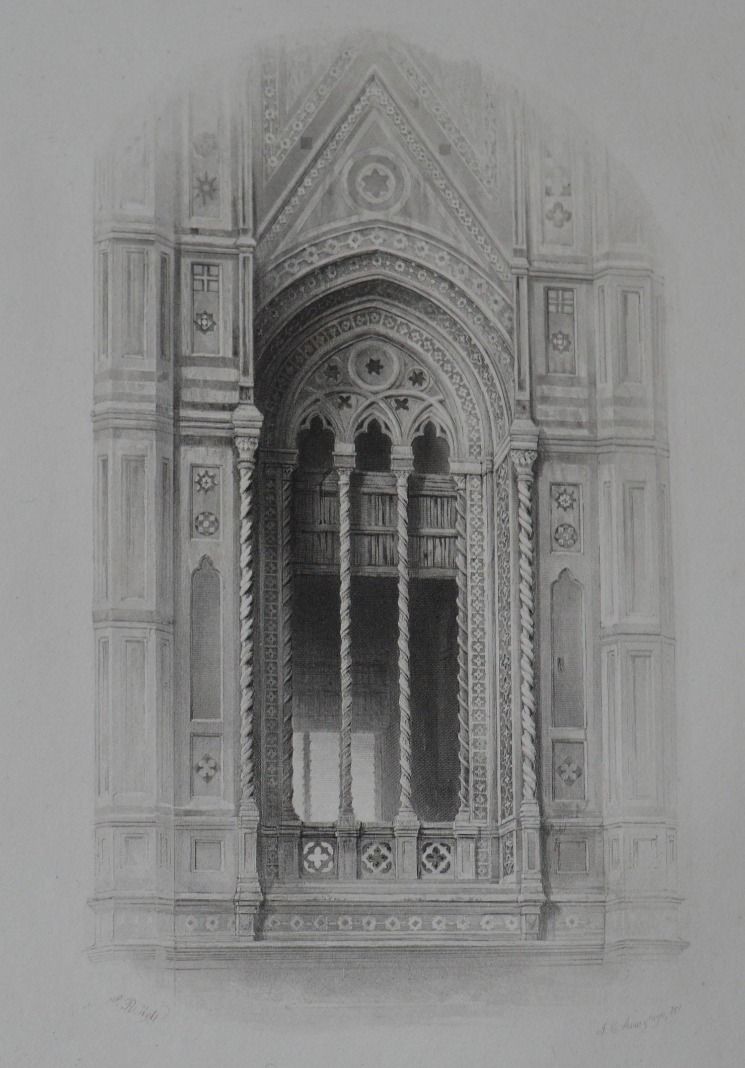 Gothic Revival Original Antique Architectural Print by John Ruskin, circa 1880, 'Florence'