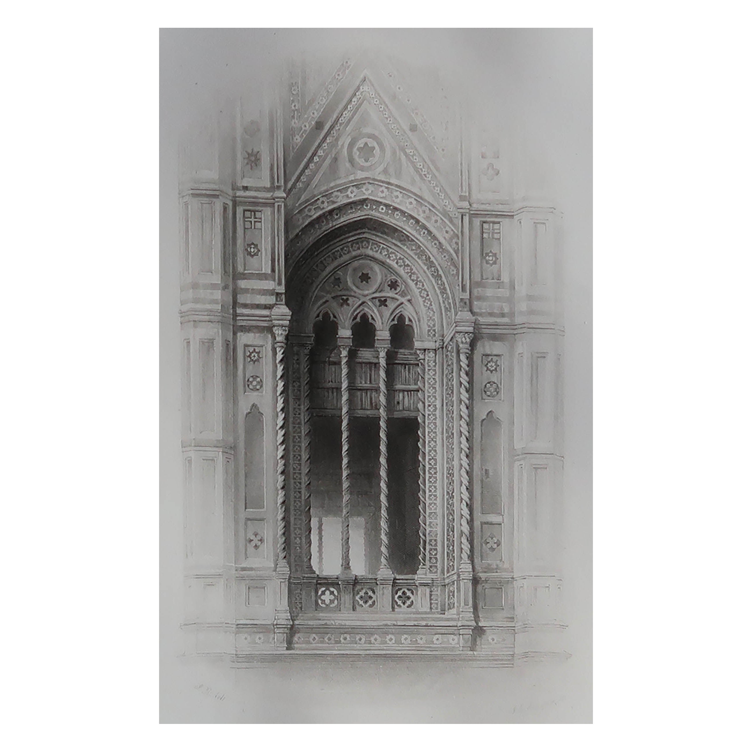 Original Antique Architectural Print by John Ruskin, circa 1880, 'Florence'