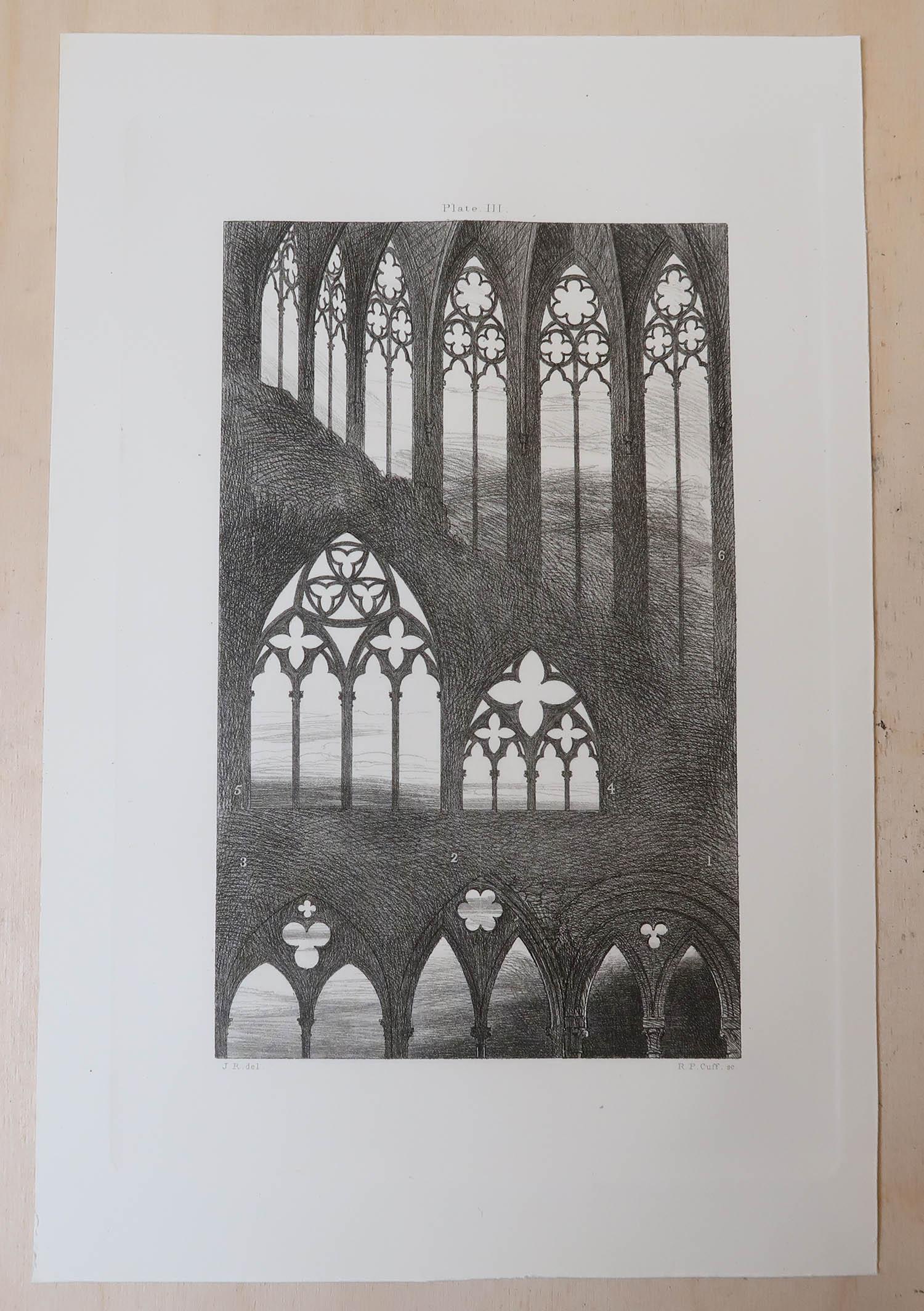 Grabado arquitectónico antiguo original de John Ruskin, hacia 1880 Renacimiento gótico en venta