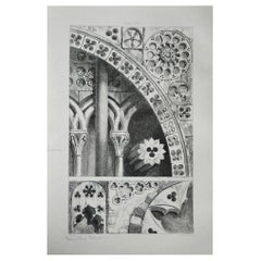 Original Antique Architectural Print by John Ruskin, circa 1880, 'Lisieux'