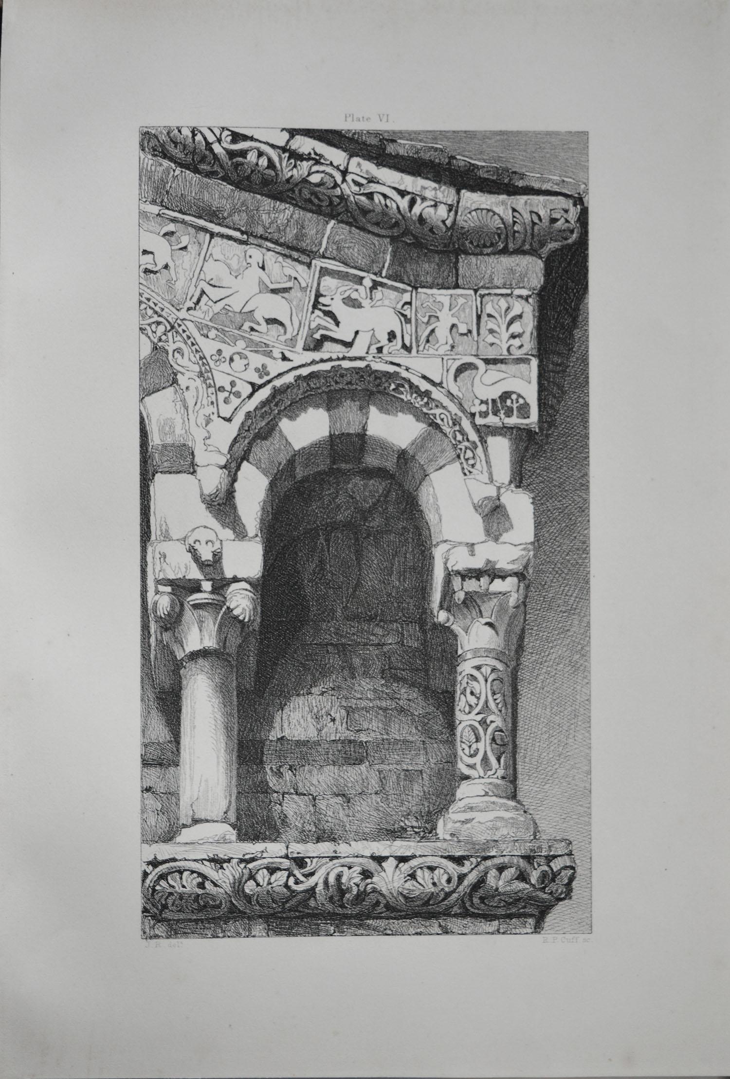 Wonderful Gothic architectural print.

Arch from The Facade of The Church of San Michele at Lucca

Steel engraving by R.P. Cuff after the original drawing by John Ruskin

Published, circa 1880

On wove quality paper
 
Unframed.


   