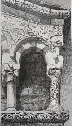 Stampa architettonica originale di John Ruskin, 1880 circa, "Lucca".