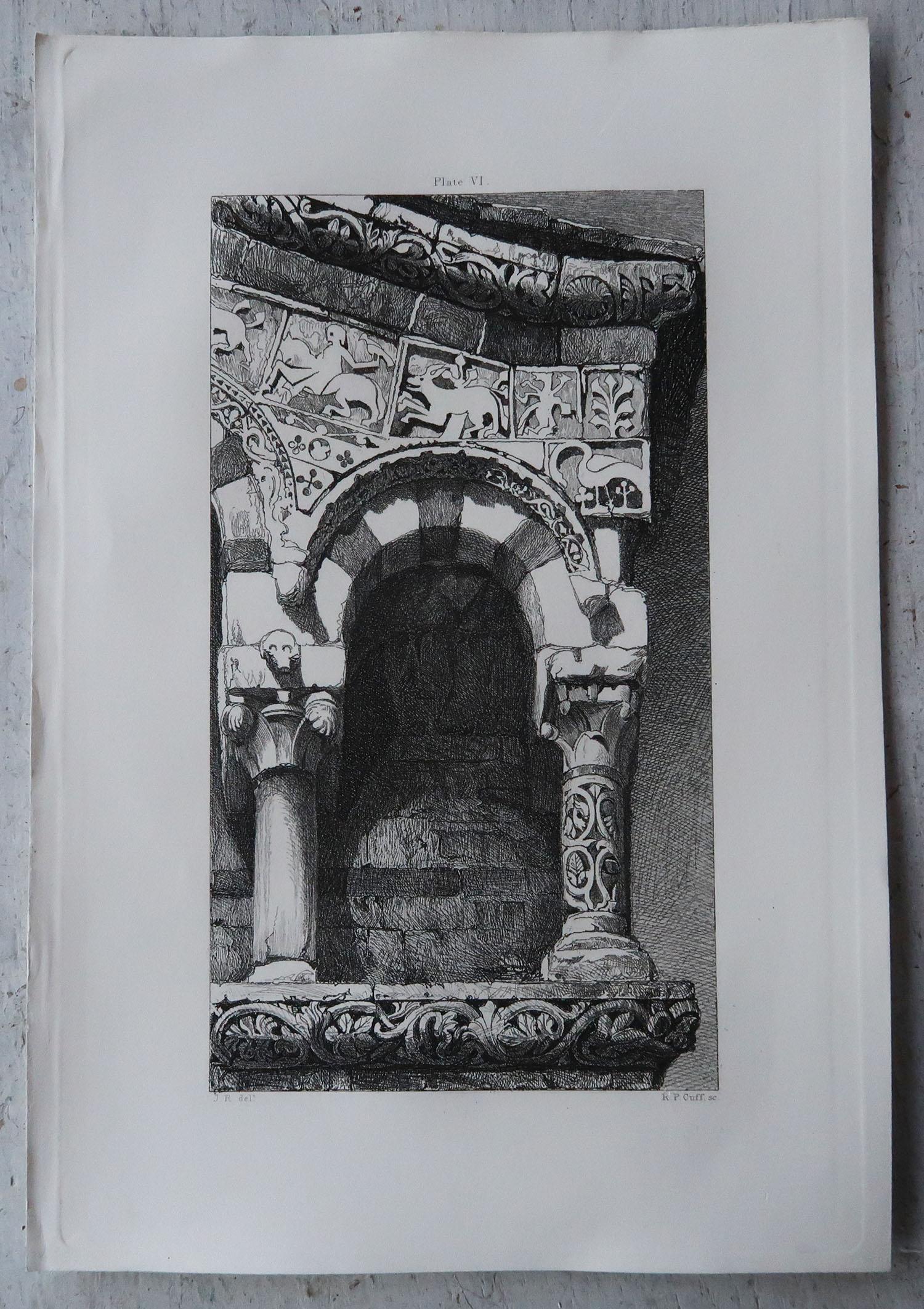 English Original Antique Architectural Print by John Ruskin, circa 1880, 'Lucca'