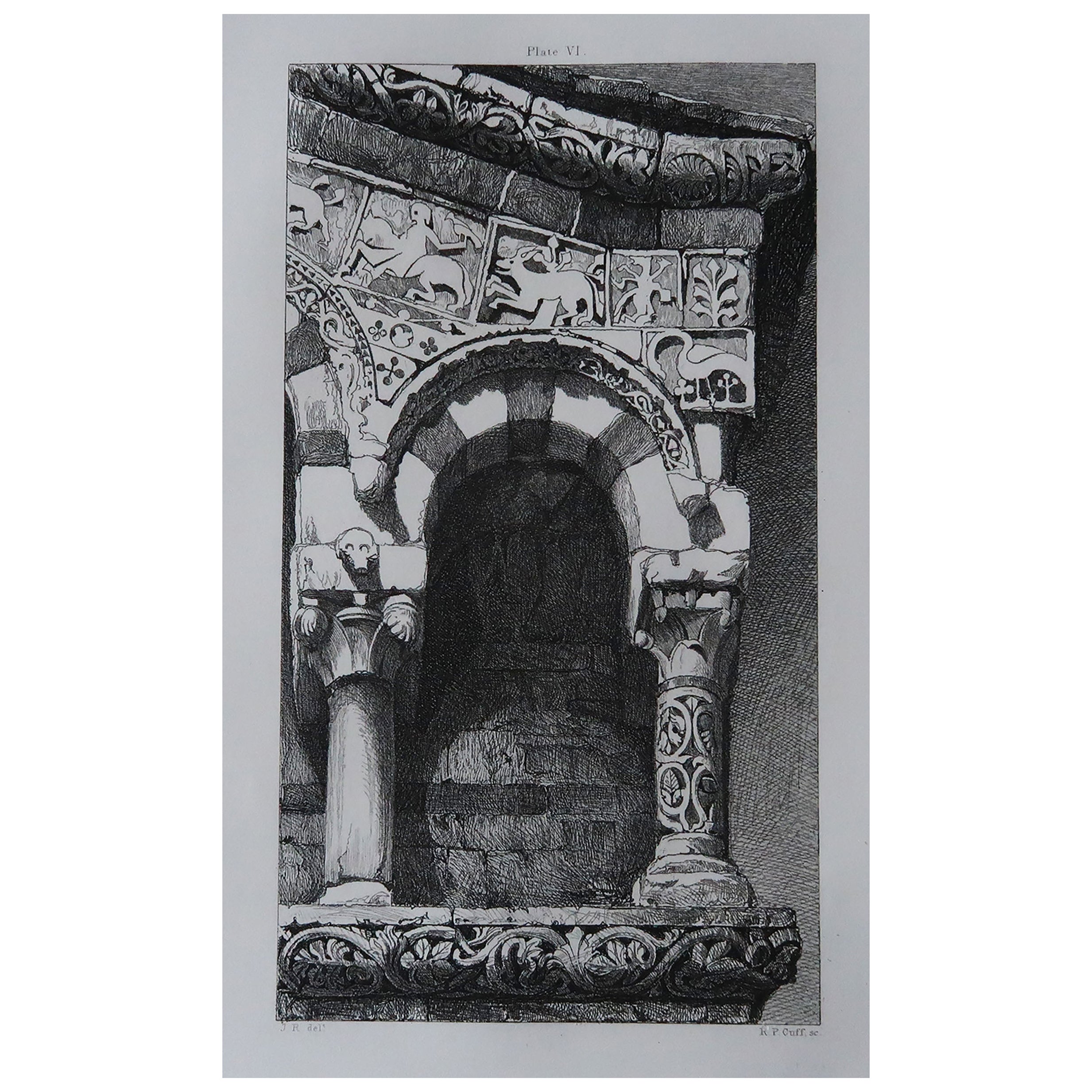 Original Antique Architectural Print by John Ruskin, circa 1880, 'Lucca'
