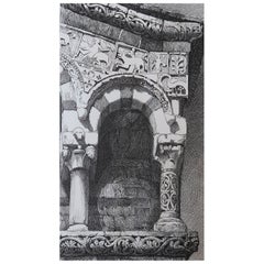 Original Antique Architectural Print by John Ruskin, circa 1880, 'Lucca'