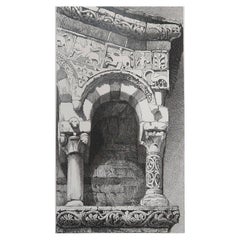 Original Antique Architectural Print by John Ruskin, circa 1880, 'Lucca'