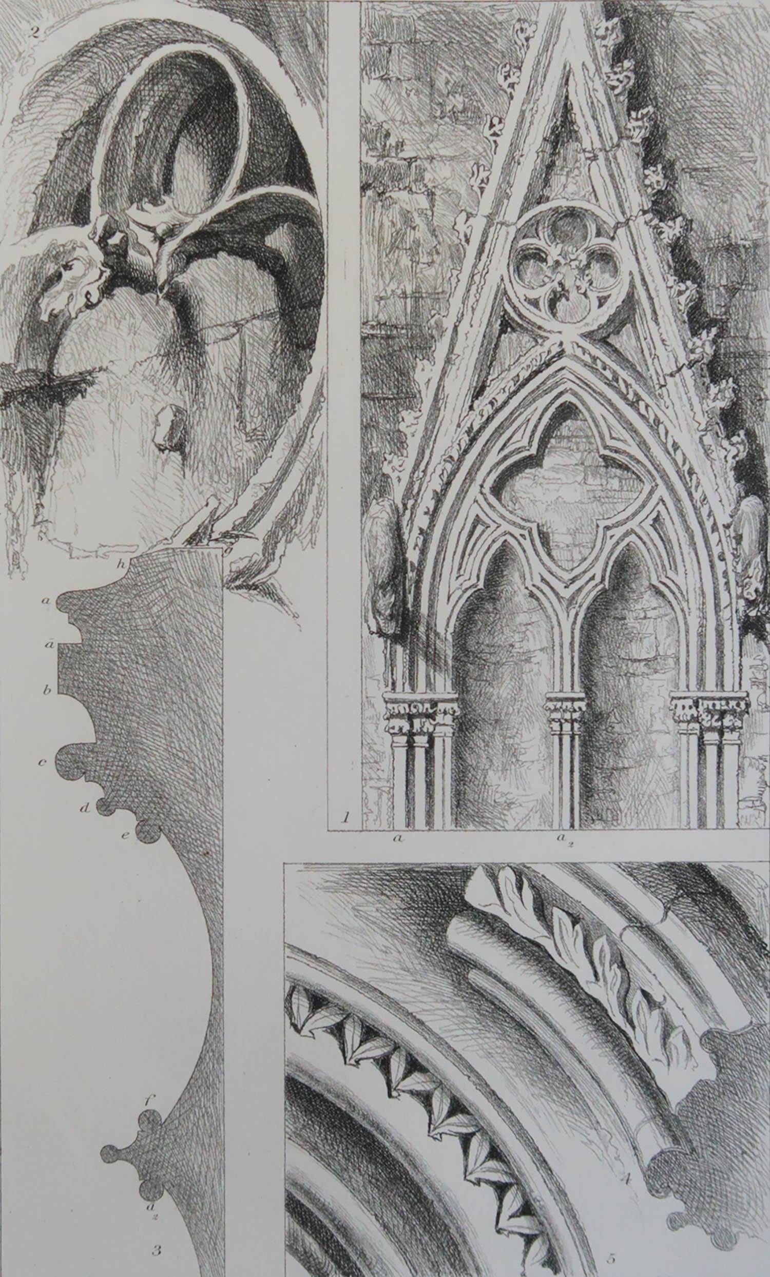 Meravigliosa stampa architettonica gotica.

Cattedrale di Salisbury e Rouen

Incisione in acciaio di A. R. P. Polsino secondo il disegno originale di John Ruskin

Pubblicato nel 1880 circa

Su carta di qualità
 
Senza cornice.



