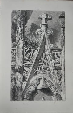 Original Antique Architectural Print by John Ruskin circa 1880 'St. Lo'
