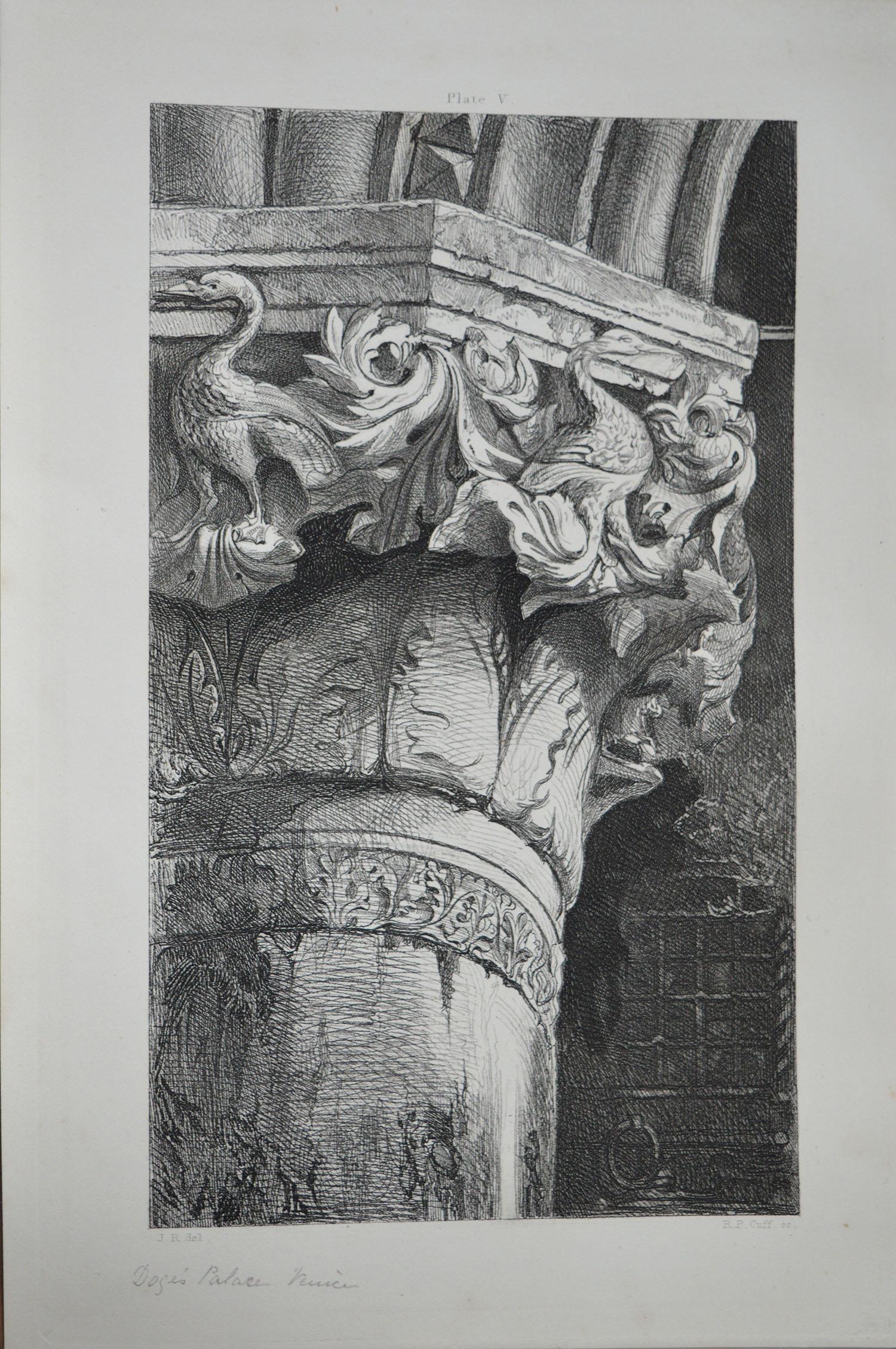 Wonderful Gothic architectural print.

Capital From The Lower Arcade of The Doge's Palace, Venice

Steel engraving by R.P. Cuff after the original drawing by John Ruskin

Published circa 1880

On wove quality paper
 
Unframed.


 