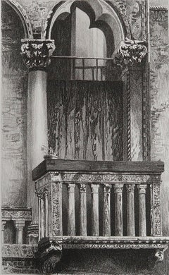 Stampa architettonica antica originale di John Ruskin, 1880 circa, "Venezia".