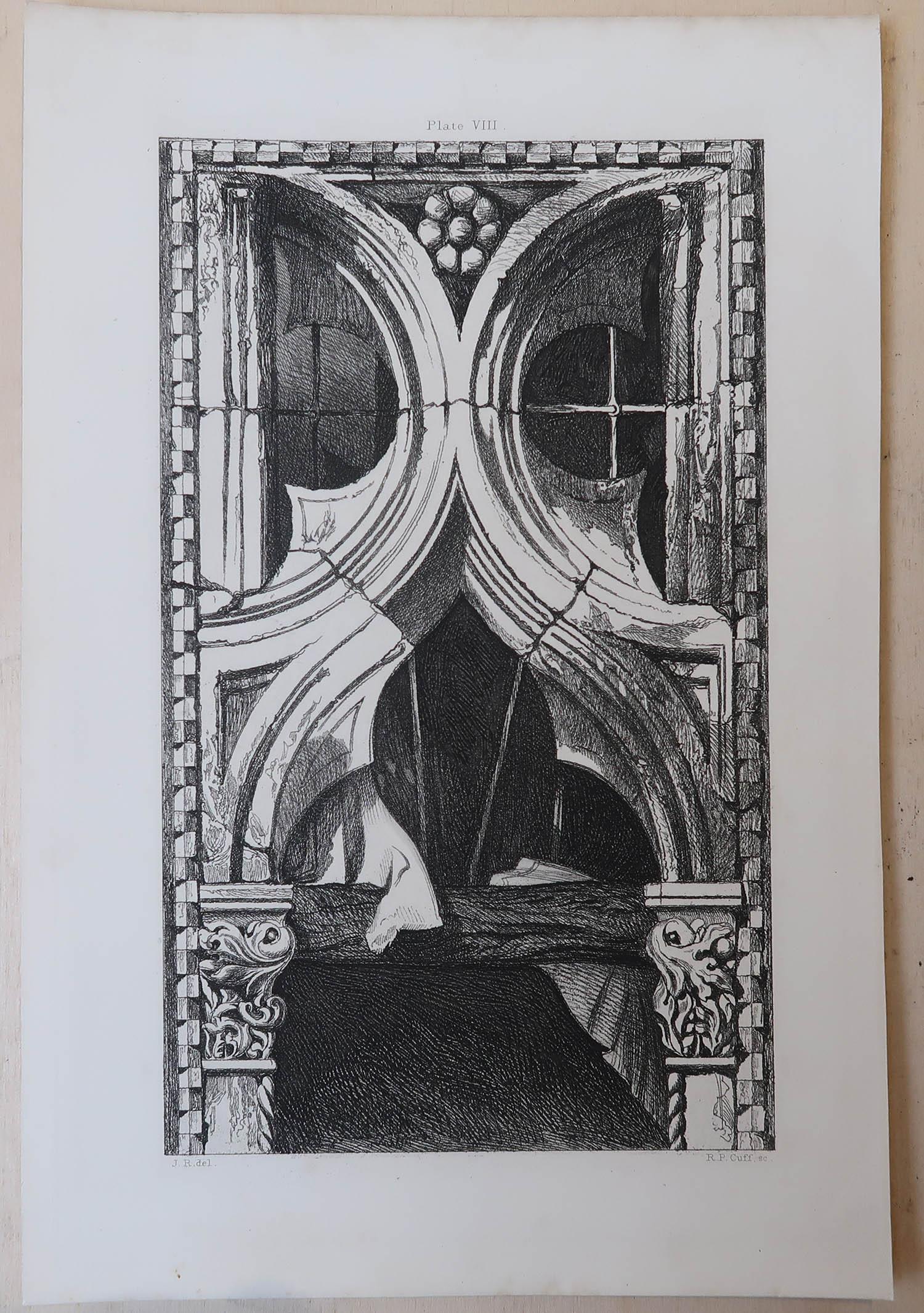 Neogotico Stampa architettonica antica originale di John Ruskin, 1880 circa, Venezia in vendita