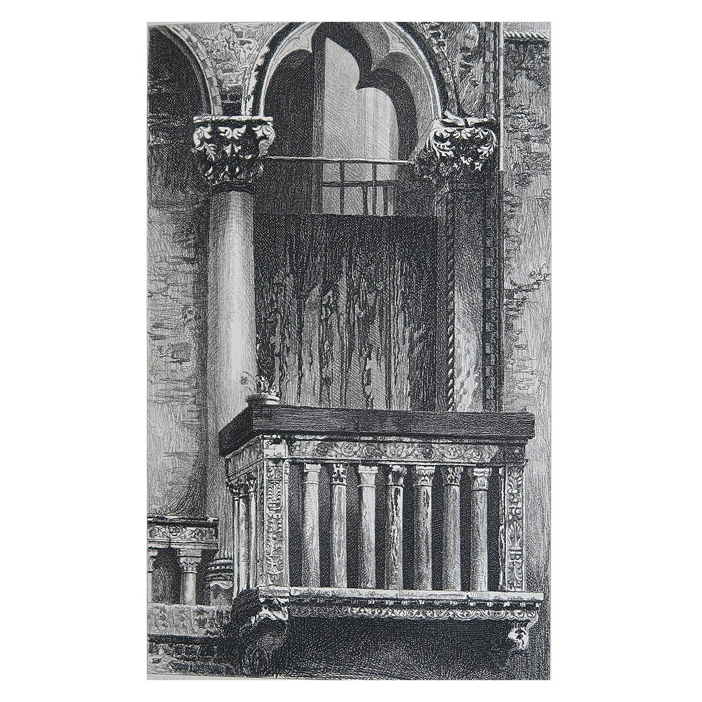 Original Antique Architectural Print by John Ruskin, circa 1880, 'Venice'