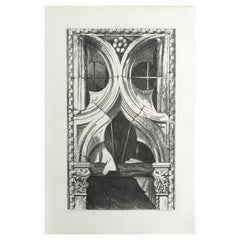 Original Antique Architectural Print by John Ruskin, circa 1880, Venice