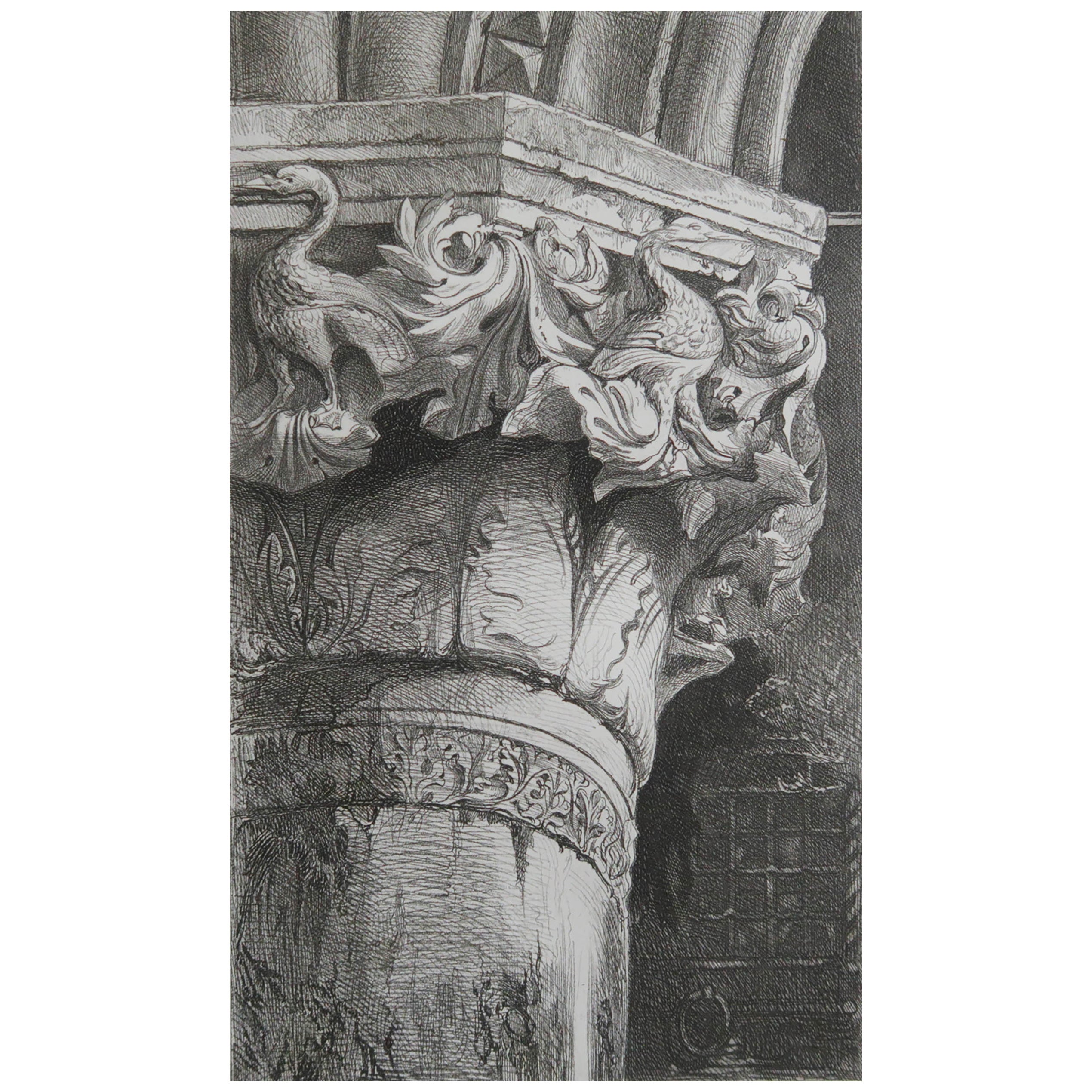Original Antique Architectural Print by John Ruskin circa 1880, 'Venice'